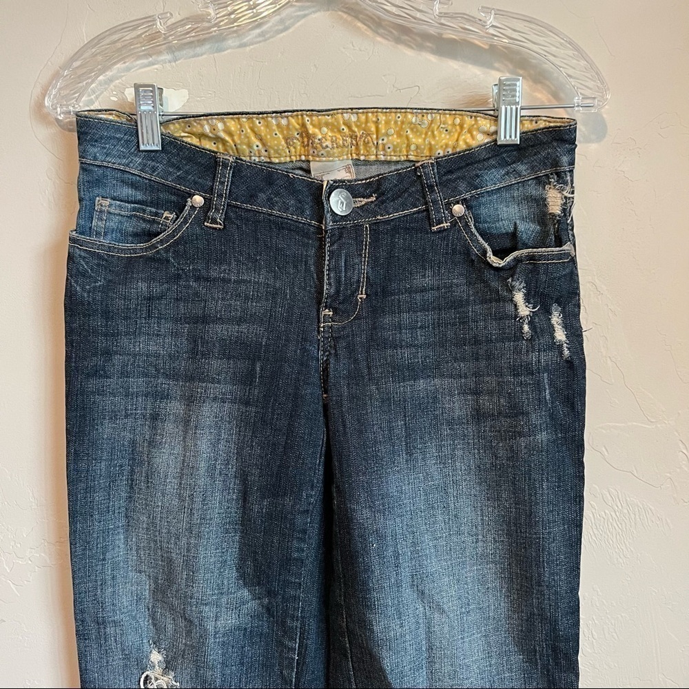 Decree Vintage Boho Wide‎ Leg Distressed Denim Capris - Picture 4 of 10